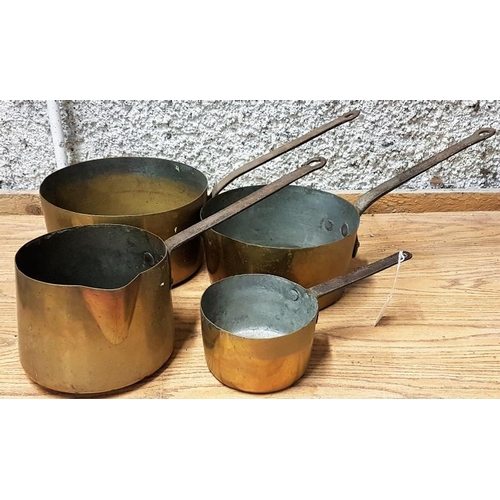 659 - Set of Four Graduated 19th Century Brass Saucepans