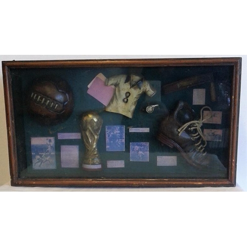 33 - Display Case of Football Items - 20 x 11ins