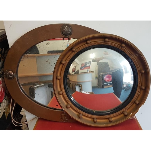 42 - Gilt Convex Wall Mirror and an Arts & Crafts Copper Frame Mirror c. 18in diam and 24.5 x 20.5in ... 