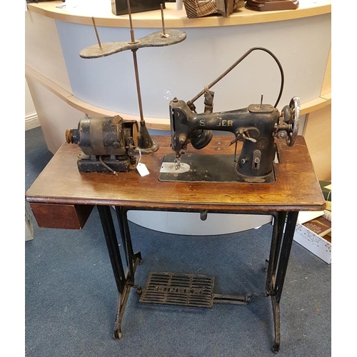 45 - Industrial Sewing Machine and Motor, c.36in wide