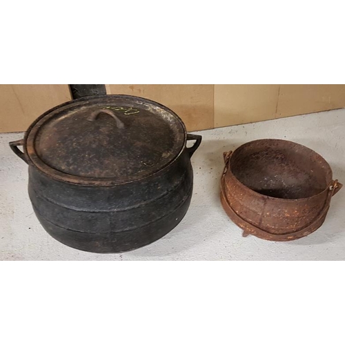 77 - Two Good Traditional Irish Skillet Pots one with Lid