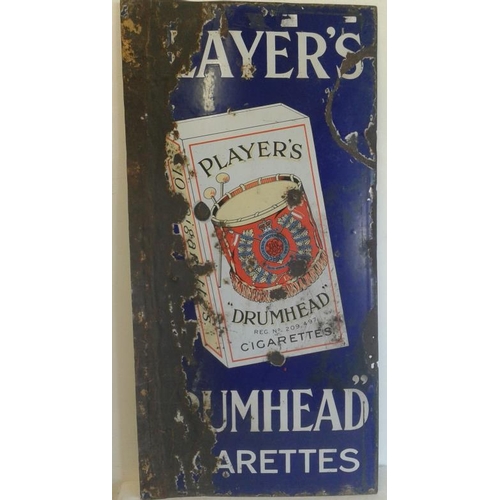 139 - 'Player's Drumhead Cigarettes' Enamel Advertising Sign - 18 x 36ins