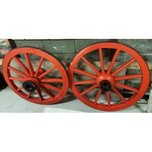 145 - Two Large Irish Cart Wheels, c.38.5in diam