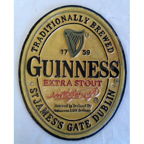 170 - 'Guinness Extra Stout' Cast Metal Plaque - 9 x 11ins