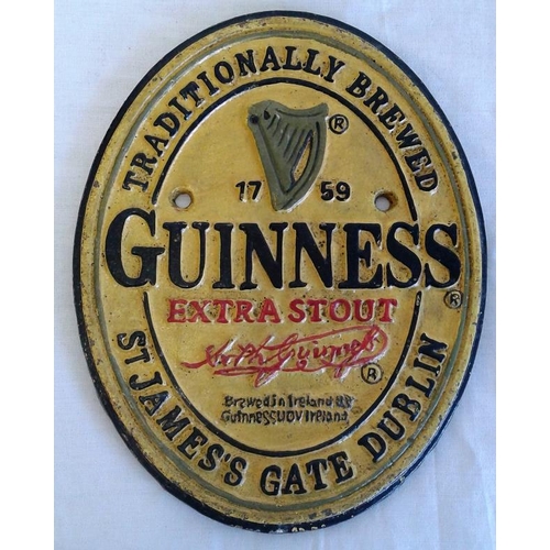 171 - 'Guinness Extra Stout' Cast Metal Plaque - 6 x 8ins