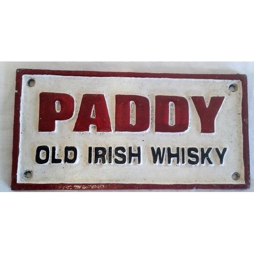 172 - 'Paddy Old Irish Whiskey' Cast Sign - 7.5 x 4ins