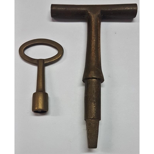 193 - Brass Railway Carriage Key and one other brass key (2)
