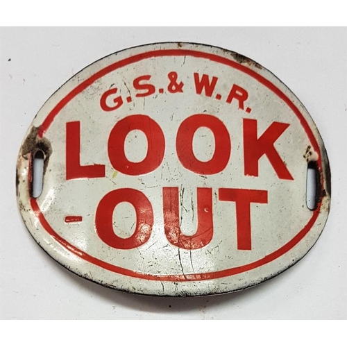 201 - Great Southern & Western Railway Look Out Enamel Arm Badge, c.4 x 3in