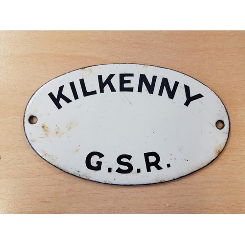 207 - Small Oval Enamel Plaque - Kilkenny Great Southern Railway - 5 x 3ins