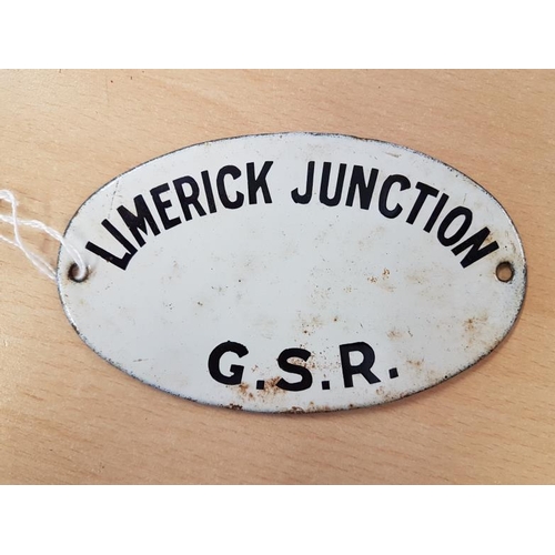 209 - Small Oval Enamel Plaque - Limerick Junction Great Southern Railway - 5 x 3ins