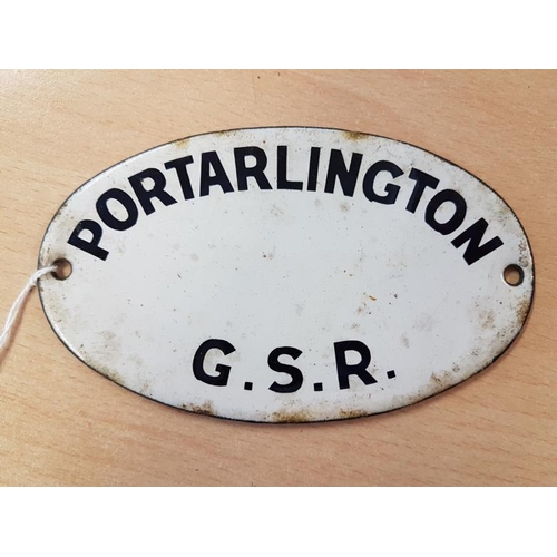 211 - Small Oval Enamel Plaque - Portarlington Great Southern Railway - 5 x 3ins