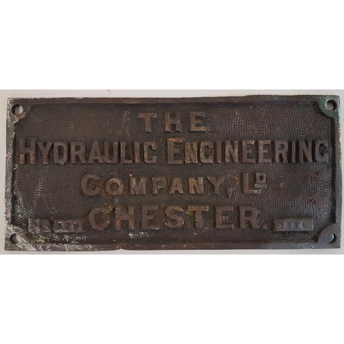 243 - Loco Maker's Plate - The Hydraulic Engineering Company Ltd Chester, 1884, brass/bronze - 9 x 4in