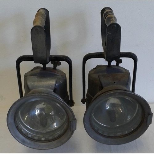 271 - Pair of Victorian Carbide Railway Company Lamps by Crestella, c.17in tall