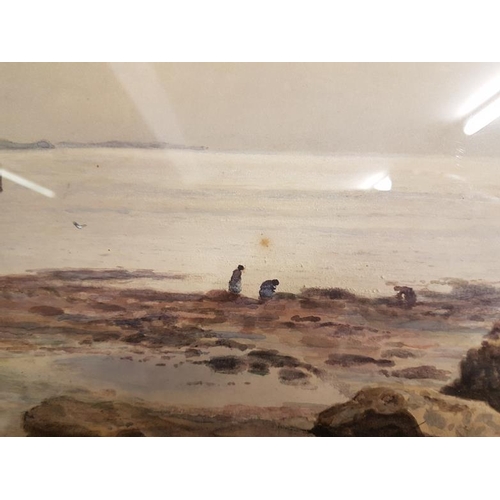 313 - J A Aitken, A.R.H.A 1846-1897, Watercolour of Women Gathering Seaweed, signed lower right, c. 19.5in... 