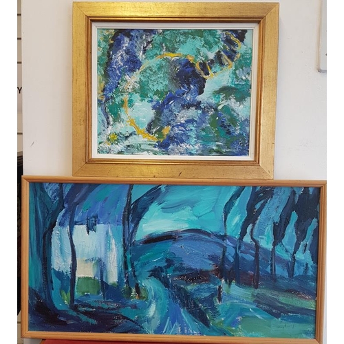 317 - Two Abstract Oil on Canvas Paintings, c.20.75 x 17.5 and 31 x 17in
