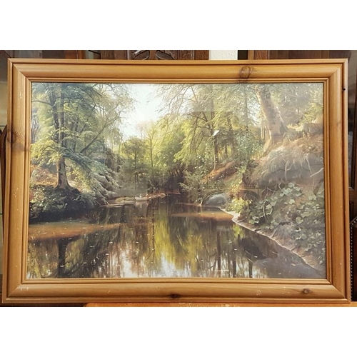 337 - Woodland Lake Scene Picture - Overall 34.5 x 24.5ins