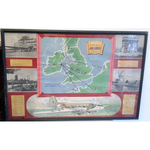 338 - Aer Lingus 1950's Framed Travel Poster - 23 x 35ins