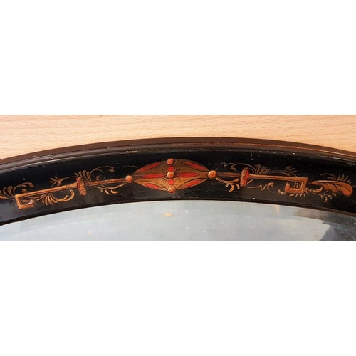 342 - Edwardian Bevelled Oval Mirror in a Japanned Frame, c.33.5 x 22.5in