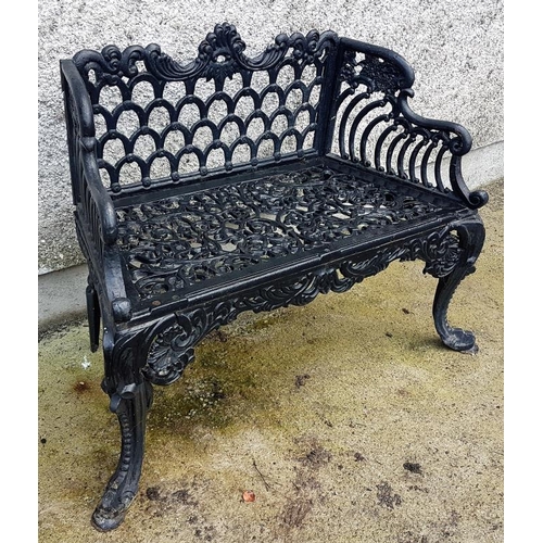 357 - Georgian Style Heavy Cast Iron Garden Seat, c.4ft wide