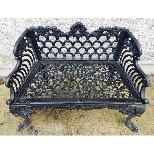 357 - Georgian Style Heavy Cast Iron Garden Seat, c.4ft wide