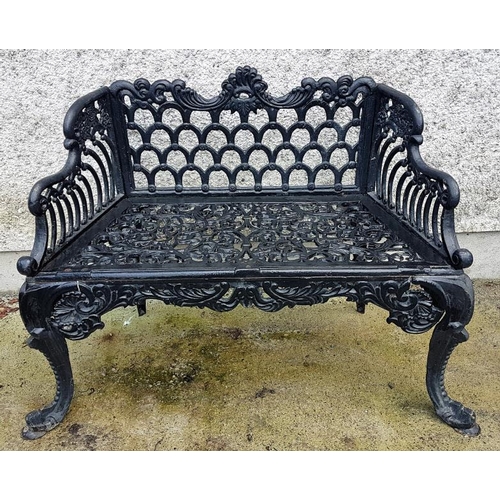 357 - Georgian Style Heavy Cast Iron Garden Seat, c.4ft wide