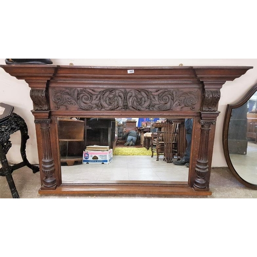 361 - Late Victorian Carved Oak Overmantle Mirror, c.58 x 35in