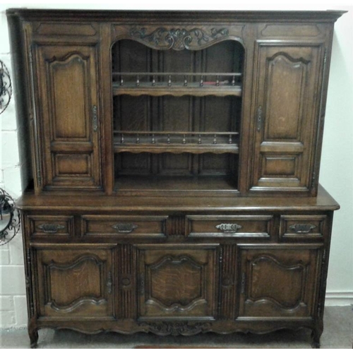 393 - Large Oak 19th Century Style Farmhouse Dresser with an arrangement of open shelves, drawers and cupb... 