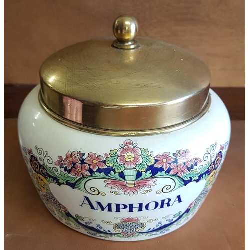 396 - Amphora Jar, Douwe Egberts, Ireland - Bowl with Lid, c.5.5in tall