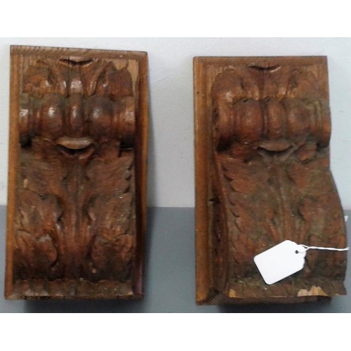 407 - Pair of Carved Oak Corbels, each c.6 x 11in