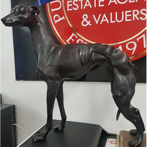 433 - Fine Quality Cast Metal Study of a Whippet, c.21 x 21in