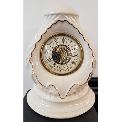 436 - Belleek Mantle Clock, c.8.25in tall