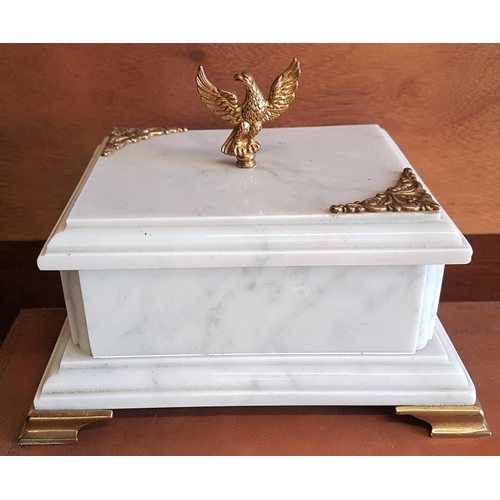 438 - Decorative Marble Desk Top Box with gilt metal mounts, c.22cm x 16cm