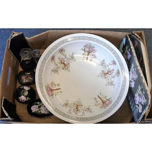 479 - Victorian Decorated Wash Bowl with a Trinket Tray, etc.