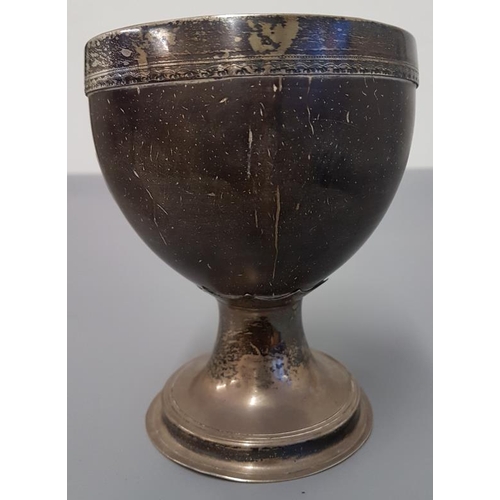 491 - George III Silver and Coconut Goblet, c.5in tall, no visible hallmark
