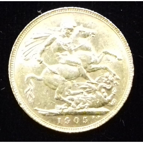 534 - 1905 King Edward VII 22ct Full Sovereign