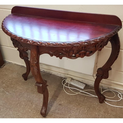 558 - Reproduction Carved Hardwood Demi-Lune Side Table in the Georgian style - 36ins
