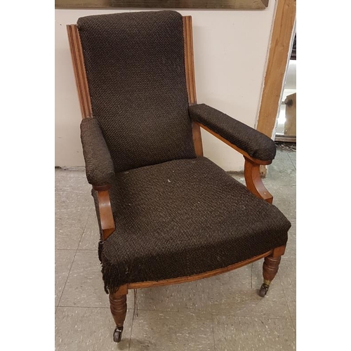 559 - Edwardian Oak Gentleman's Armchair, reputedly purchased at Birr Garrison Clearance Auction