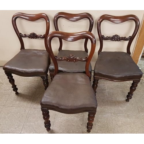 573 - Set of Four Victorian Mahogany Dining Chairs (with repairs)