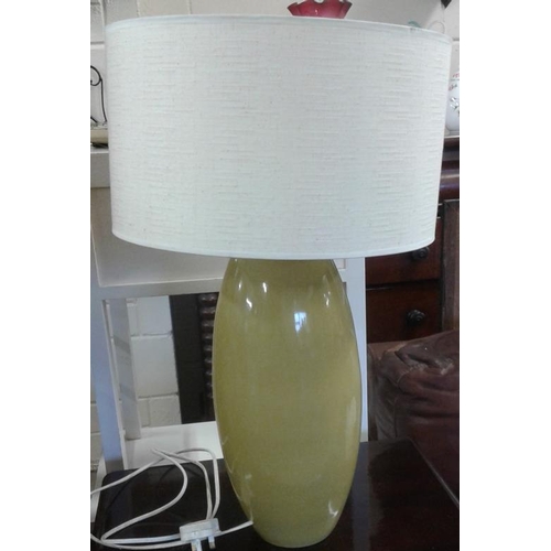 590 - Green Lamp with Cream Shade, c.23in tall
