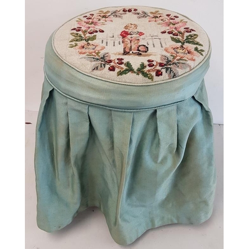 602 - Tapestry Panel Dressing Table Stool, c.26in tall
