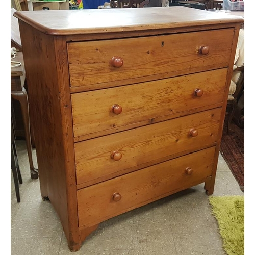 606 - Good Victorian Pine Chest of Four Drawers, c.40.5in wide, 43.5in tall