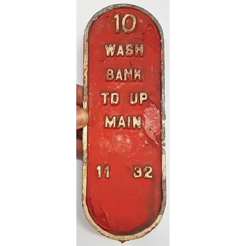 241 - Signal Lever Plate - Wash Bank To Up Main 11 31, c.8cm x 24cm