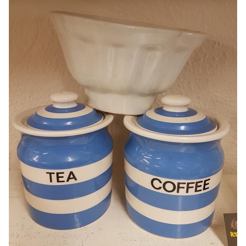 441 - Two T G Green Cornish Ware Containers and a white jelly mould