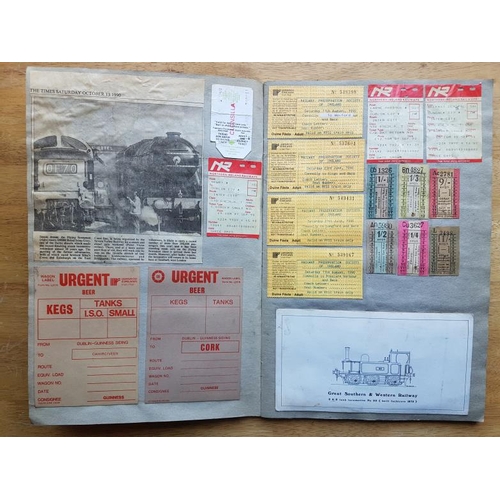 6 - Irish Railwayana Scrap Book, tickets, correspondence, notices etc.