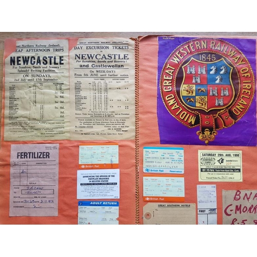 14 - Irish Railwayana Scrap Book, tickets, correspondence, images, excursion notices etc.