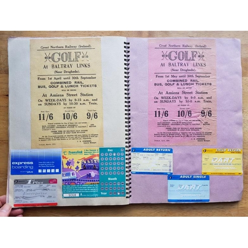 16 - Irish Railwayana Scrap Book, Belfast & County Down Railway Notices, tickets, correspondence, not... 