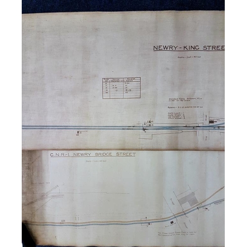 29 - Two Hand Drawn and Coloured Line Diagrams - Newry King St. and Newry Bridge St., GS & WR, larges... 