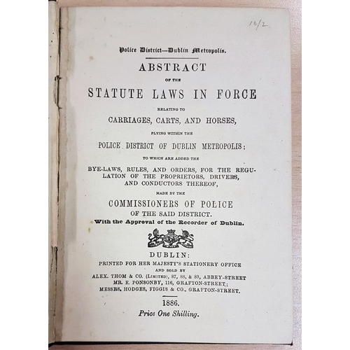 38 - Dublin Police Carriage Fares and Bye-Laws 1886