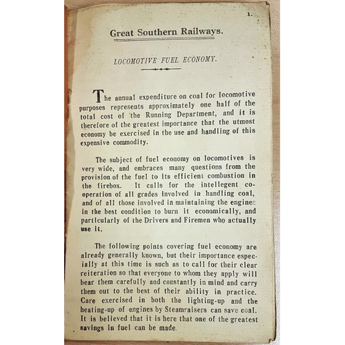 45 - Great Southern Railways - Instruction for the Economical Ose of Locomotive Fuel, Coal Commission 193... 