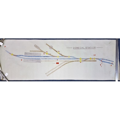 56 - Hand Drawn and Coloured Diagram of Donegal Station, c.60 x 21in